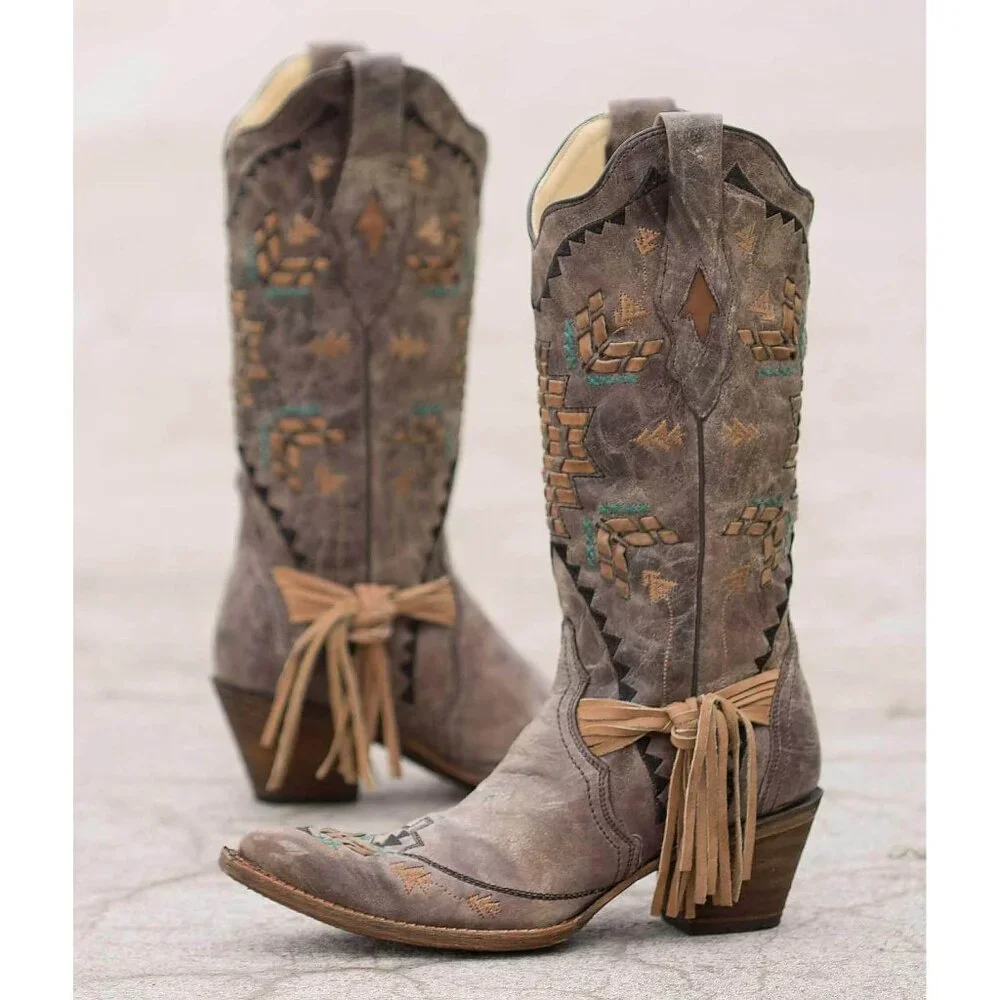 cango tobacco embroidered western cowboy boot - Picture 1 of 8